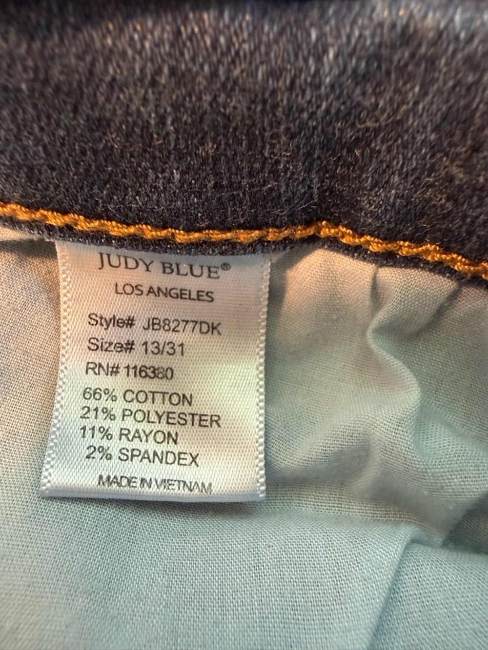 Judy Blue Straight Leg Jeans Medium Wash Light Distress High Rise Size 31 - Picture 7 of 8